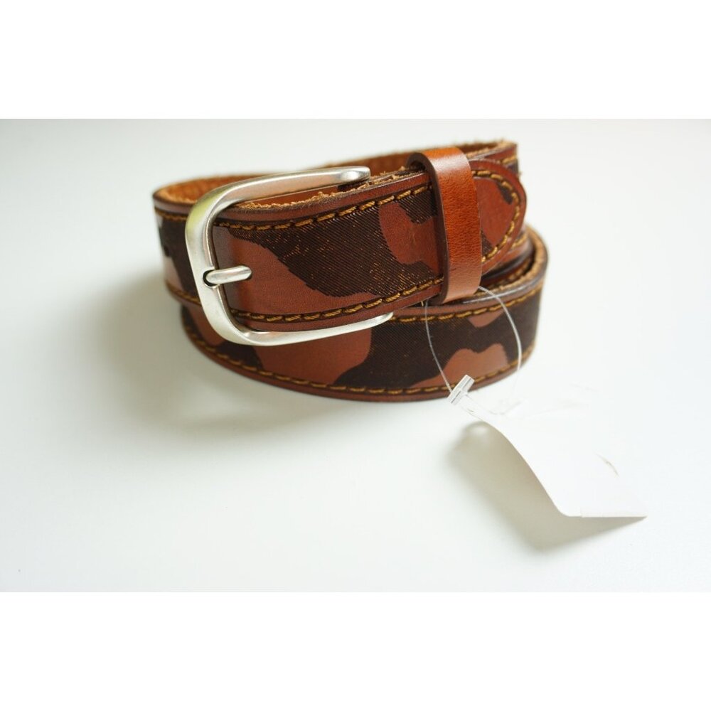 W. Kleinberg Made in America Italian Camo Brown 1 3/8” Belt Sz 38 NEW